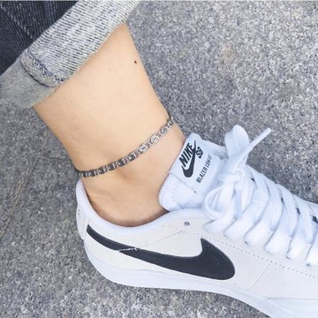 銀色金屬歐美風復古簡約日韓版女款男款中性鏈條腳鏈不銹鋼腳飾