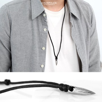 項鍊 錐形樹紋伸縮編繩長項鍊 抗過敏.氧化【NB765】單條