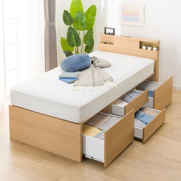 ◎單人床座 床架 N-ZIO-C BOX LBR TW 附充電孔 附小夜燈 NITORI宜得利家居