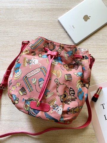 水桶包 真皮/布防潑水 平織緹花 開心馬戲團