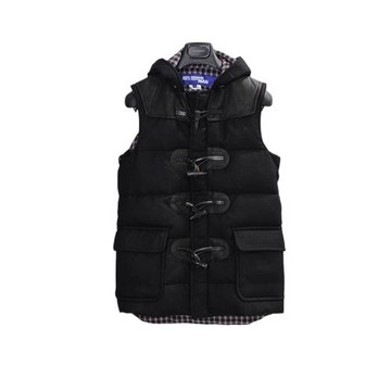 Junya Watanabe渡邊淳彌 09AD黑色漁夫扣秋冬毛呢連帽羽絨馬甲S碼