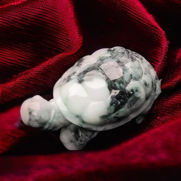 飄花翡翠烏龜擺飾擺件 | 天然緬甸玉翡翠A貨 | 送禮