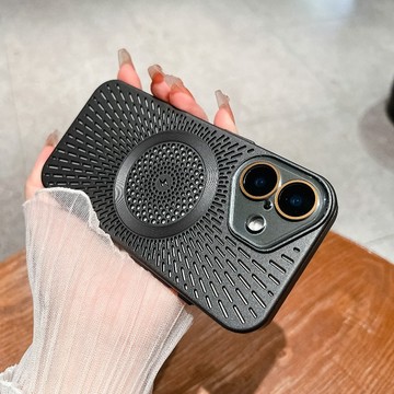冰感磁吸 磨砂金屬 鏤空散熱 手機殼 適用蘋果iPhone 17 16 15 14 13 12 ProMax 防摔殼