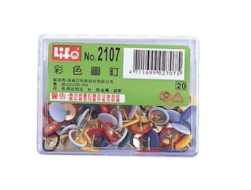 徠福 豪華型 彩色 圖釘 約70支入 / 盒 NO.2107【APP滿額下單10%點數(單一帳號最高5000點)】1/31止