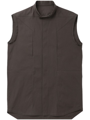 Rick Owens - high-neck panelled gilet - men - Cotton/Elastane - 46 - Brown