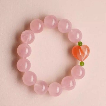 桃夭  未時天然馬達加斯加粉水晶屁股愛心精緻串珠手鏈女閨蜜禮物