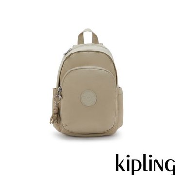 Kipling 沙棕色拉鍊式小巧收納後背包-DELIA MINI