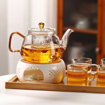 水果花茶壺套裝下午茶玻璃茶具家用溫茶器蠟燭加熱底座燭臺煮茶爐