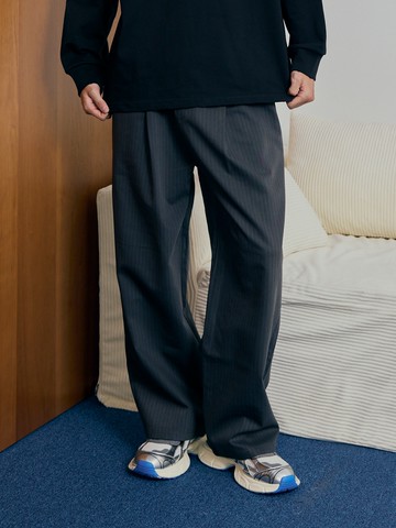 質感條紋寬鬆西裝長褲