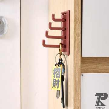 免打孔旋轉掛鉤門口鑰匙豎排玄關衣帽鉤裝飾壁掛居家無痕上置物架