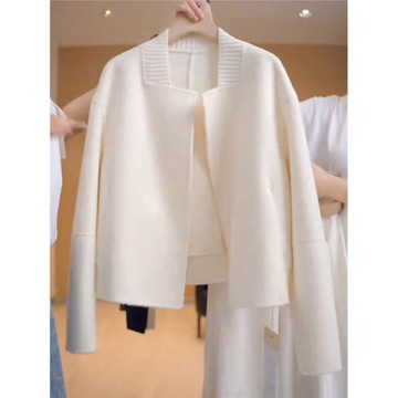 大碼女裝2026春季新款設計感時尚氣質顯瘦針織拼接短款長袖外套女