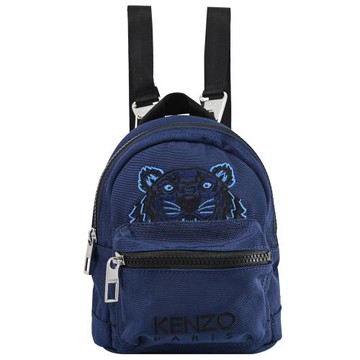 KENZO 5SF301 經典電繡虎頭帆布三用迷你後背包.深藍