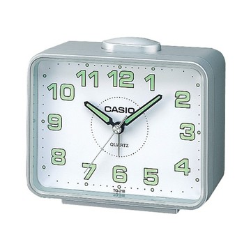 CASIO 卡西歐 方形指針鬧鐘 TQ-218-8DF  銀框白面