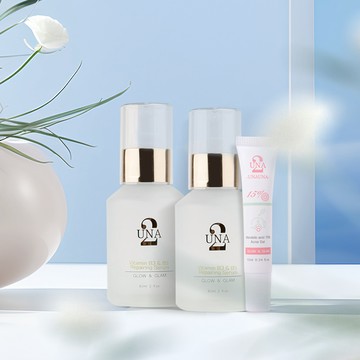 【顆粒問題肌首選】B5修護舒緩抗紅精華60ml*2+別瑕 15%杏仁酸10ML*1- UNA