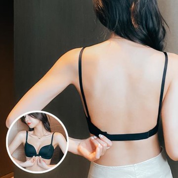 日本無痕美背內衣女夏季薄款無鋼圈小胸顯大防下垂雙肩帶文胸套裝
