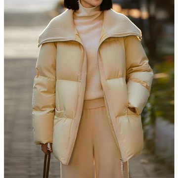 【巴黎精品】現貨+預購 頂級真羽絨外套90%鵝絨羽絨衣秋冬外套大碼休閒女裝-針織翻領短款女外套2色a1lm55