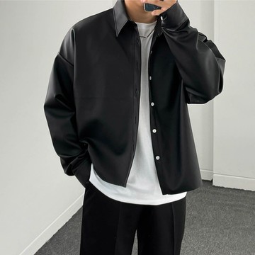 正韓俐落短版皮革襯衫外套 3色 YUPPIE 預購商品 1113