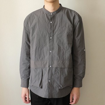 【換季特賣】小圓領機能襯衫/無領/襯衫外套/情侶/簡約/秋冬/