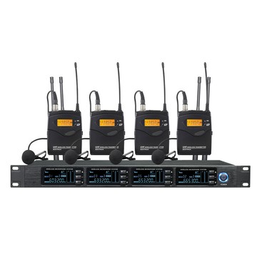 批發無線話筒一拖四專業舞臺演出金屬腰包領夾頭戴式UHF麥克風【Snowbelle優選】