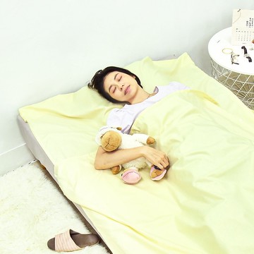 【台灣製造】加大版素色純棉便攜旅行床單/睡袋內套-檸檬黃