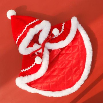 狗狗圣誕斗篷貓咪披風泰迪比熊新年保暖睡袍小型犬秋冬衣服拍照