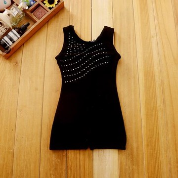 外貿品牌黑色男女童平角體操服跳舞練功服現代舞拉丁芭蕾舞演出服