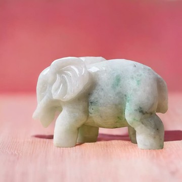 【吉象如意】飄綠花翡翠大象擺飾 | 天然緬甸玉A貨翡翠 | 送禮