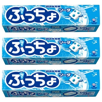 UHA 味覺糖 普超條糖 飽滿彈性 穀類脆聲 涼爽汽水口味  50g  3條