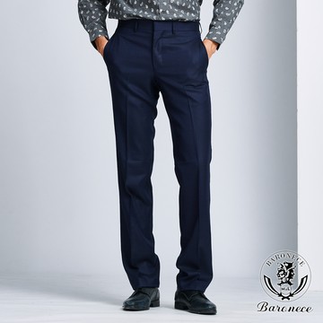 【BARONECE】品味質感修身合身平面西褲_藍黑(618103-10)