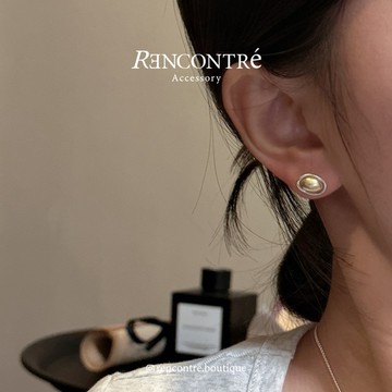 『現貨/韓國 金銀撞色/霧感小金豆 金銀撞色 耳釘耳環』Rencontre 925純銀 東大門 純銀耳環 韓國耳環