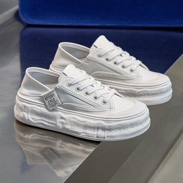 真皮兩穿踩跟小白鞋女2023春夏款透氣百搭厚底系帶板鞋休閑運動鞋