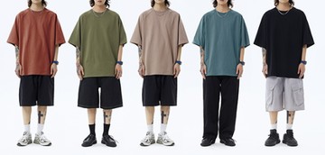 FINDSENSE X 日系多色寬鬆休閑插肩袖打底純色圓領短袖T恤