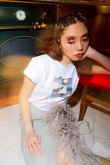 【臺灣意象。納福窗花】 純有機棉 白短袖T恤 男女情侶親子版