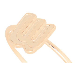 英文字母 W 純銀鍍金戒指 (單只)