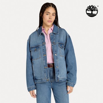 Timberland 女款靛藍色寬版天絲™牛仔保暖外套|A2QTMA2X