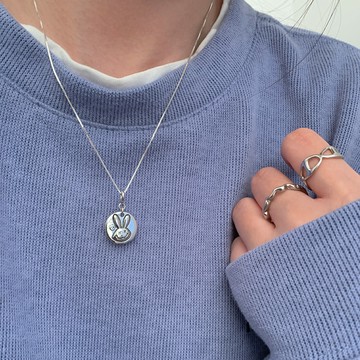 小寶s925純銀復古可愛兔子吊墜女僅吊墜側墜項鏈掛墜輕奢高級銀飾