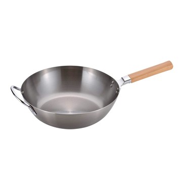 千歲  日製木柄平底深煎鐵鍋(IH對應)-28cm 單一規格