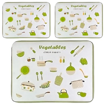 吸水桌墊 30 x 40cm x 厚度5mm 廚房吸水墊 瀝水墊 餐桌墊  Vegetables  3個