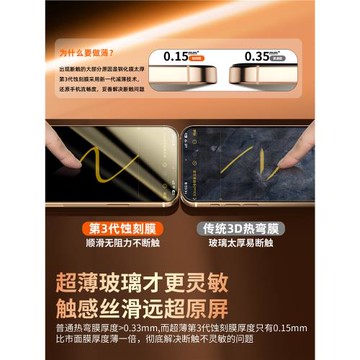 【超薄0.15MM】小二良品適用蘋果17ProMax鋼化膜iPhone16Pro蝕刻3D熱彎手機膜15pm全屏幕覆蓋ip高清全膠保護