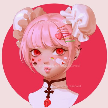 紅粉絲絨卡 - 明信片 (SooK) 復古女孩裝飾