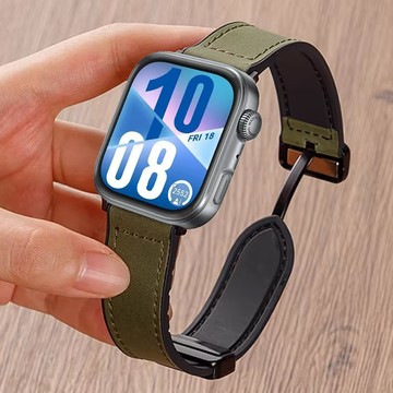 適用於華為 Watch Fit 4/4Pro/3 腕帶配件的磁扣皮革+矽膠錶帶