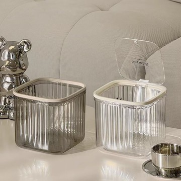 臺灣出貨🔥【輕奢防塵】桌麵垃圾桶家用高顔值客廳臥室輕奢小號車載收納辦公室可愛紙簍