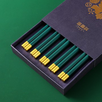 合金筷子家用禮盒裝中式輕奢風高檔2021家庭新款快防霉防滑耐高溫