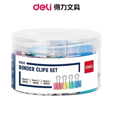 【Deli得力】彩色長尾夾組合/E8520/25mm+19mm+15mm/共50支｜燕尾夾 文件夾 票夾 辦公用品 文具