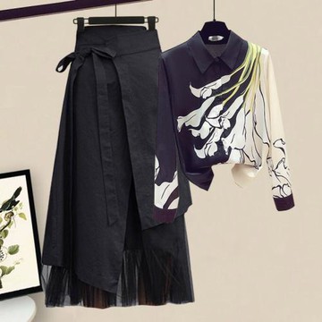 一整套入秋穿搭套裝早秋新款高級感輕熟風襯衫女工裝半身裙兩件套