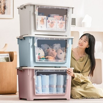 【台灣出貨】收納箱  衣服收納箱  特大號透明大容量家用塑料儲物箱子裝書玩具衣物整理箱 NMSJ