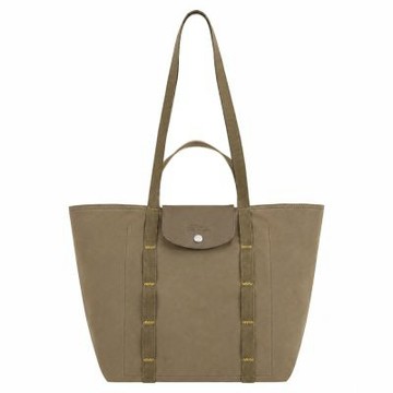 LONGCHAMP LE PLIAGE COLLECTION系列棉質手提/肩揹兩用包(中/地衣綠)