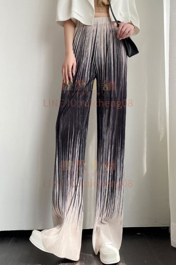 直筒闊腿褲褲漸變色褲女壓褶風格高腰顯瘦垂感休閒褲時尚百搭拖地褲新款【倪醬】