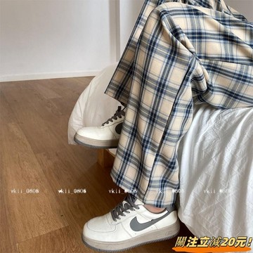 【秋冬顯瘦穿搭】150公斤胖妹妹直筒寬鬆寬褲大尺碼女裝春秋顯瘦百搭遮肉格子褲子 VK3