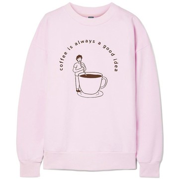 coffee good idea 中性大學T 刷毛 淺粉 秋冬禮物快速咖啡瘋設祭